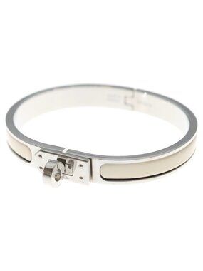 Hermes Mini Click Kelly White Silver Bracelet Bangle